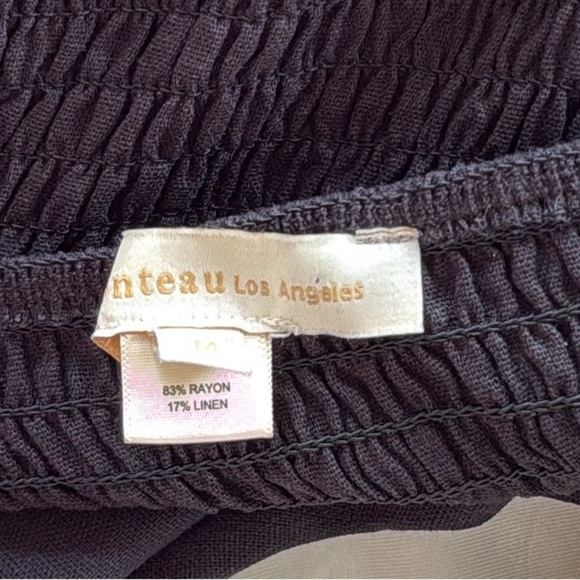 Monteau Black Strapless Jumpsuit Belted Linen Blend Wide-Leg Palazzo Style Sz M - Picture 13 of 13